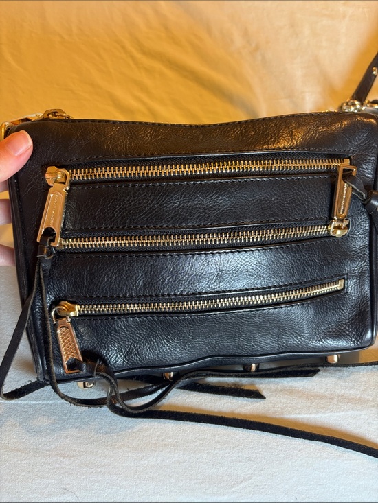 Rebecca Minkoff Handbags - Rebecca Minkoff 3 zipper Black Leather Crossbody Bag with Gold Hardware